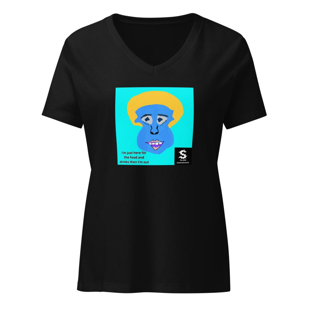 Here for the food. Women's Relaxed V-Neck T-Shirt | Bella Canvas 6405CVC