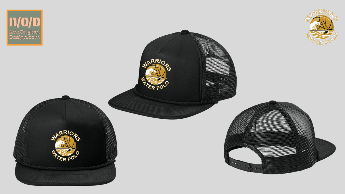 008 - New Era Flat Bill Foam Trucker Hat - Warriors Water Polo