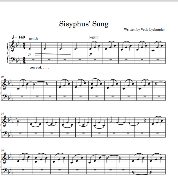 Sisyphus' Song - Sheet Music