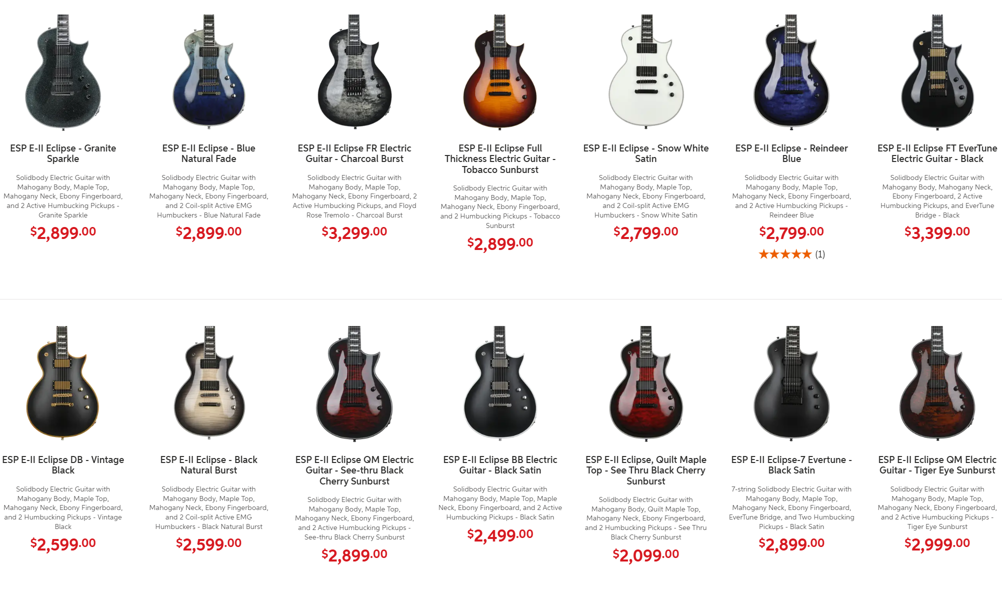 EC-1000T Guitar Prices