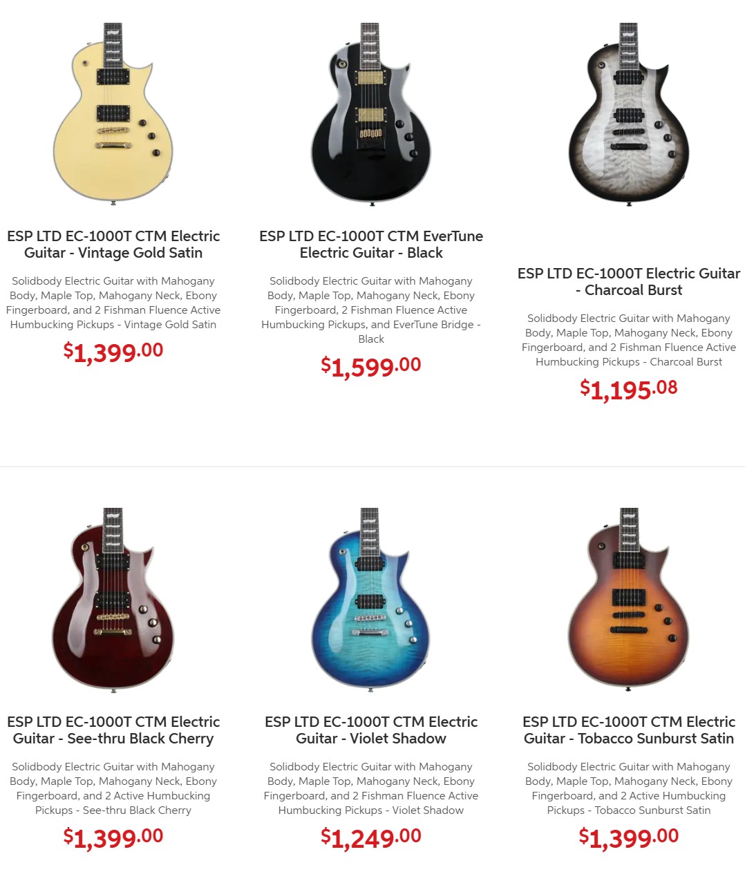 ESP LTD EC-1000T and CTM prices