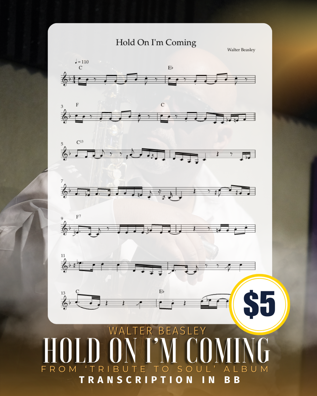 "Hold On, I'm Coming" Transcription (Bb Version)