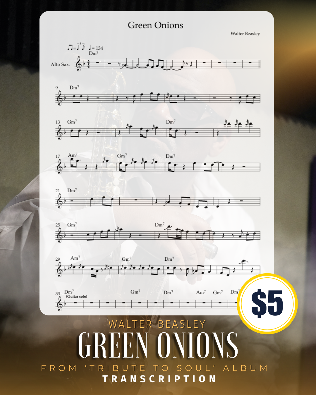 "Green Onions" Transcription (Eb Version)