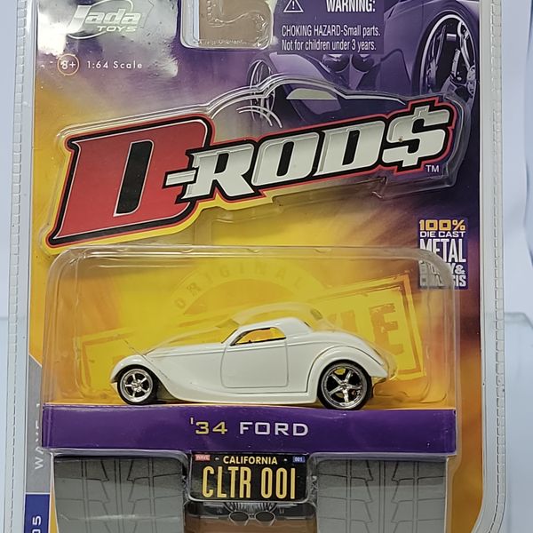 JADA D-RODS 1934 FORD COUPE 1:64 WHITE DIECAST HOT ROD – FACTORY SEALED (2005