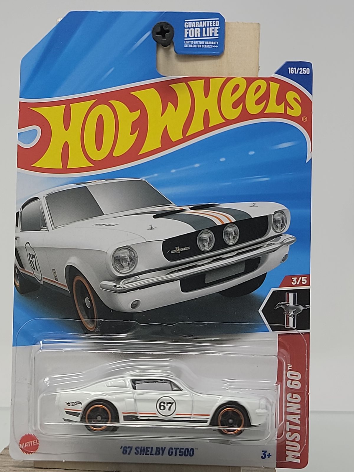 Hot Wheels Mustang ’67 Shelby GT500 – White with Black & Orange Racing Stripes (2023)