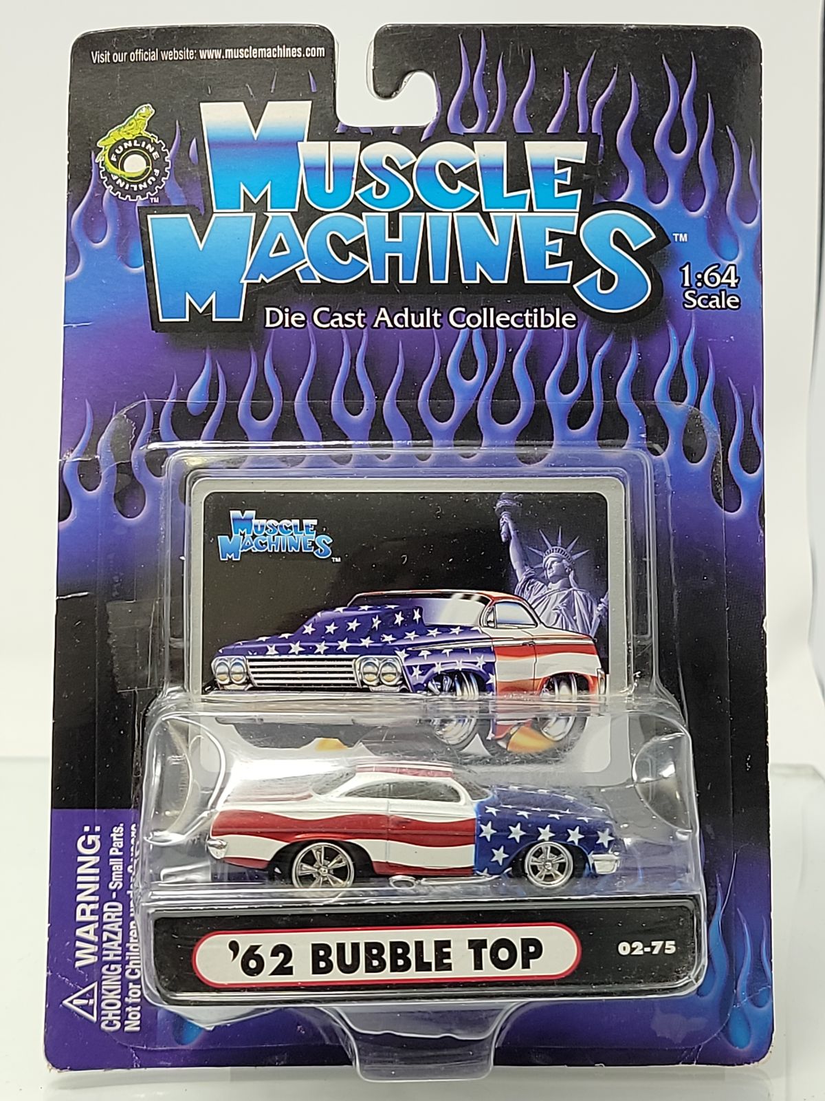 Muscle Machines ’62 Bubble Top Stars & Stripes Patriotic 1:64 Factory Sealed