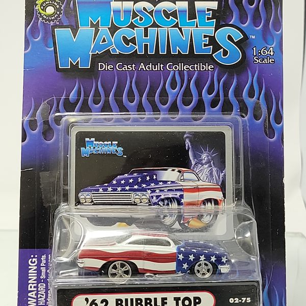 Muscle Machines ’62 Bubble Top Stars & Stripes Patriotic 1:64 Factory Sealed
