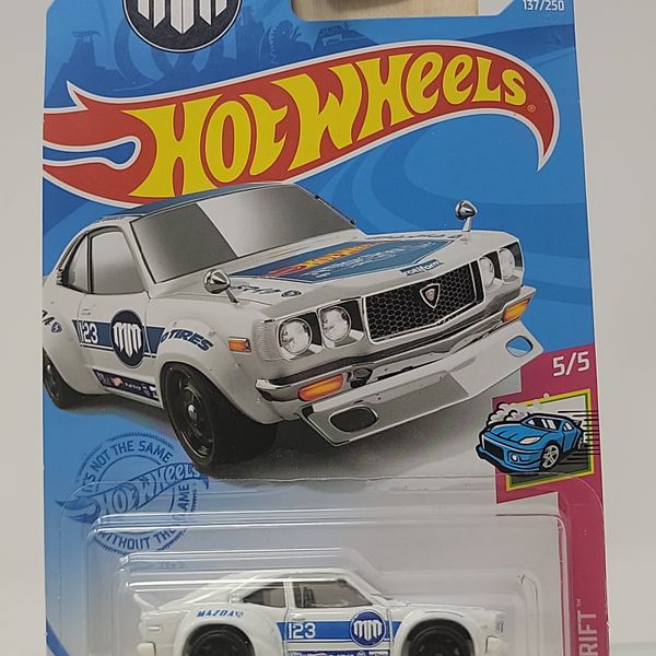 Hot Wheels Mazda RX-3 – White/Blue – HW Drift 5/5 – Factory Sealed