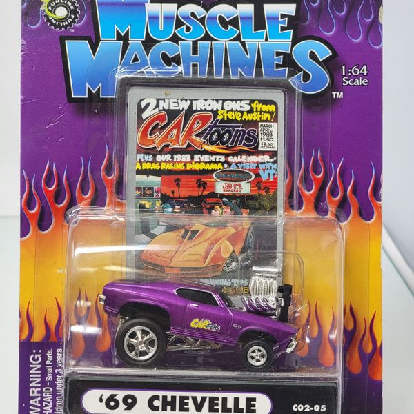 Muscle Machines ’69 Chevelle CARtoons Edition Purple Gasser 1:64 Factory Sealed