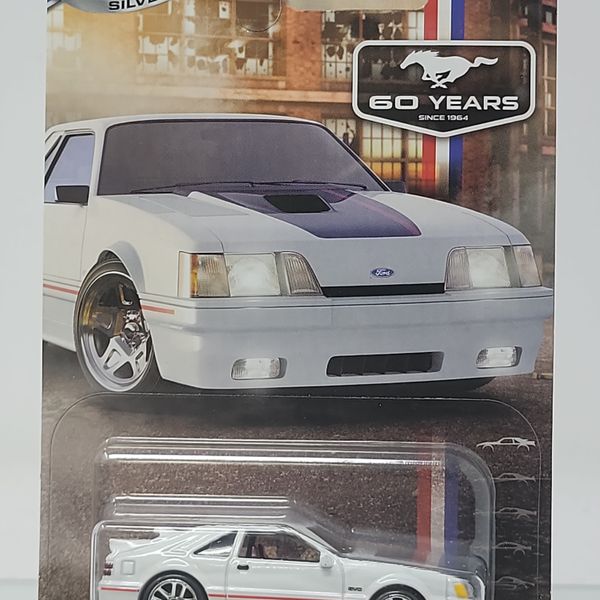 Hot Wheels Silver Series ’84 Ford Mustang SVO – White with Black Hood (60 Years, 1/5)