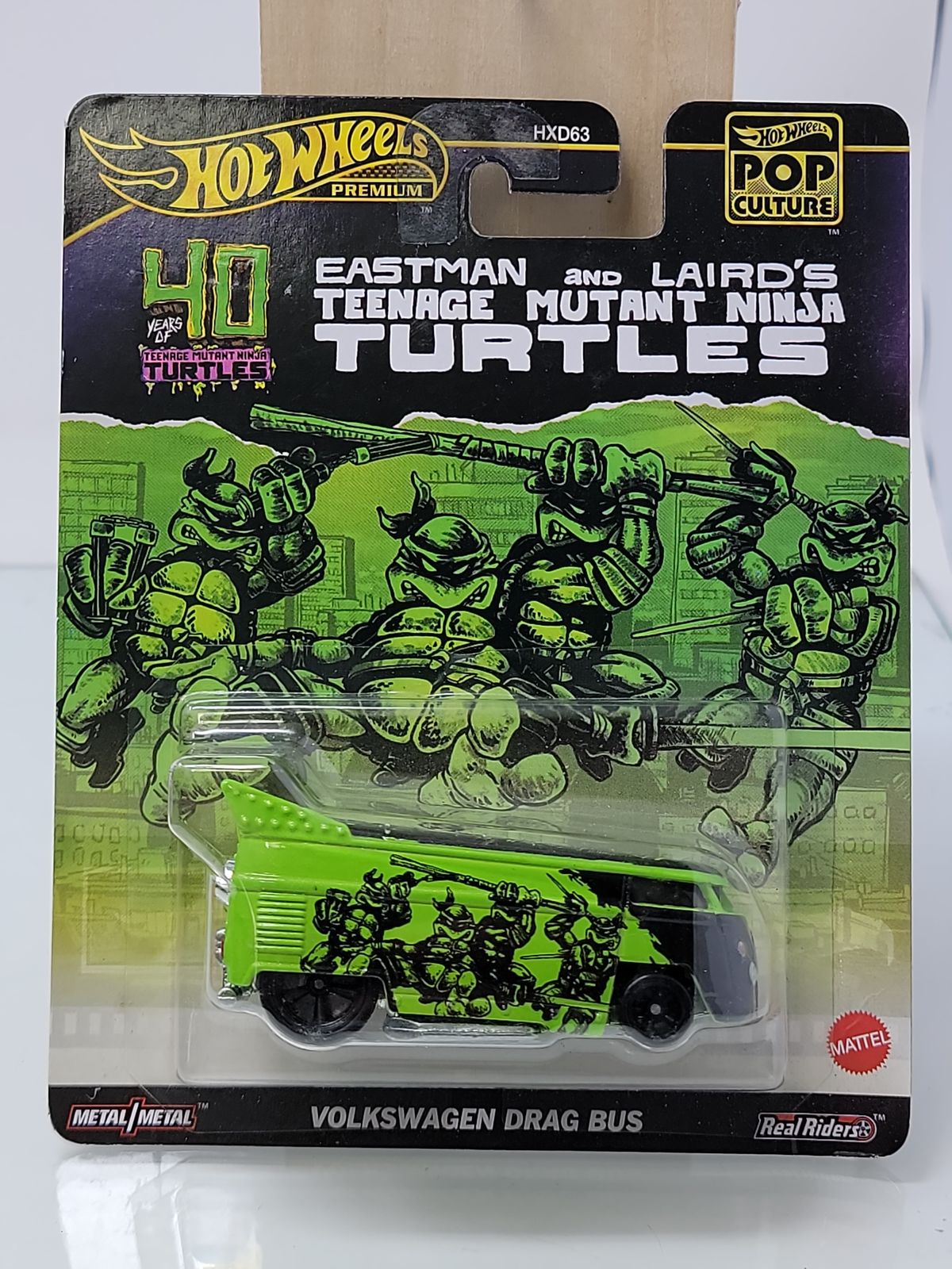 HOT WHEELS PREMIUM TMNT VOLKSWAGEN DRAG BUS – POP CULTURE REAL RIDERS (METAL/METAL)