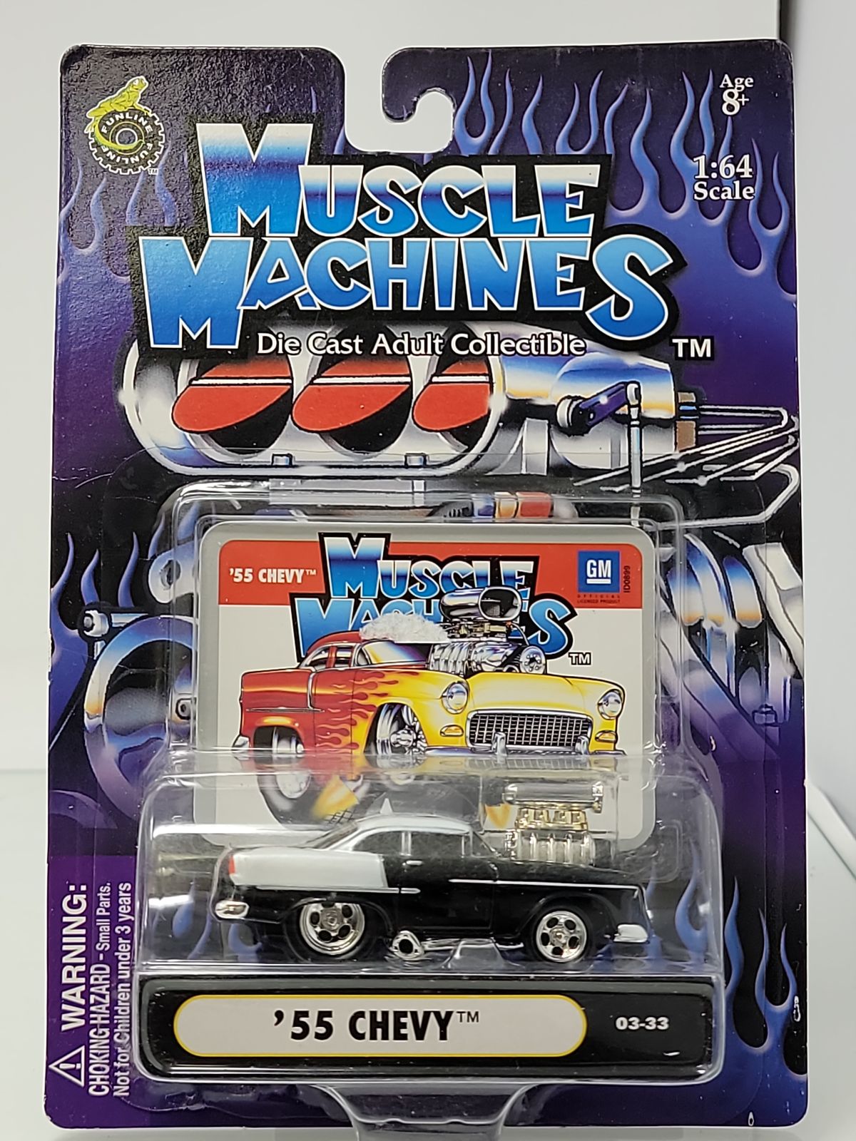 Muscle Machines ’55 Chevy Black & White Gasser 1:64 Factory Sealed