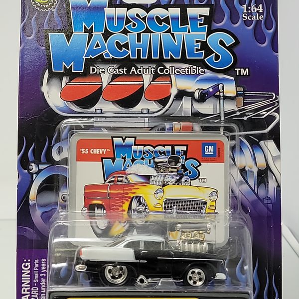 Muscle Machines ’55 Chevy Black & White Gasser 1:64 Factory Sealed