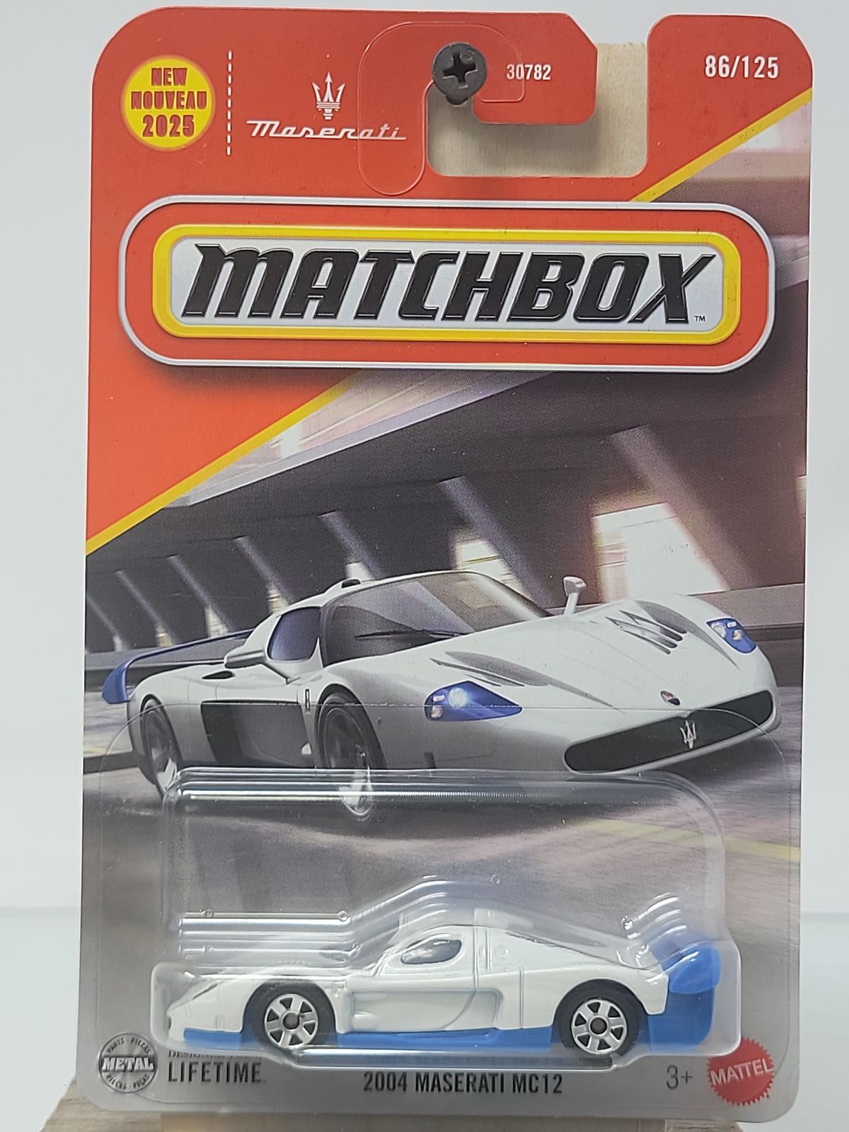 Matchbox 2004 Maserati MC12 – White/Blue – 2025 New Release – Factory Sealed
