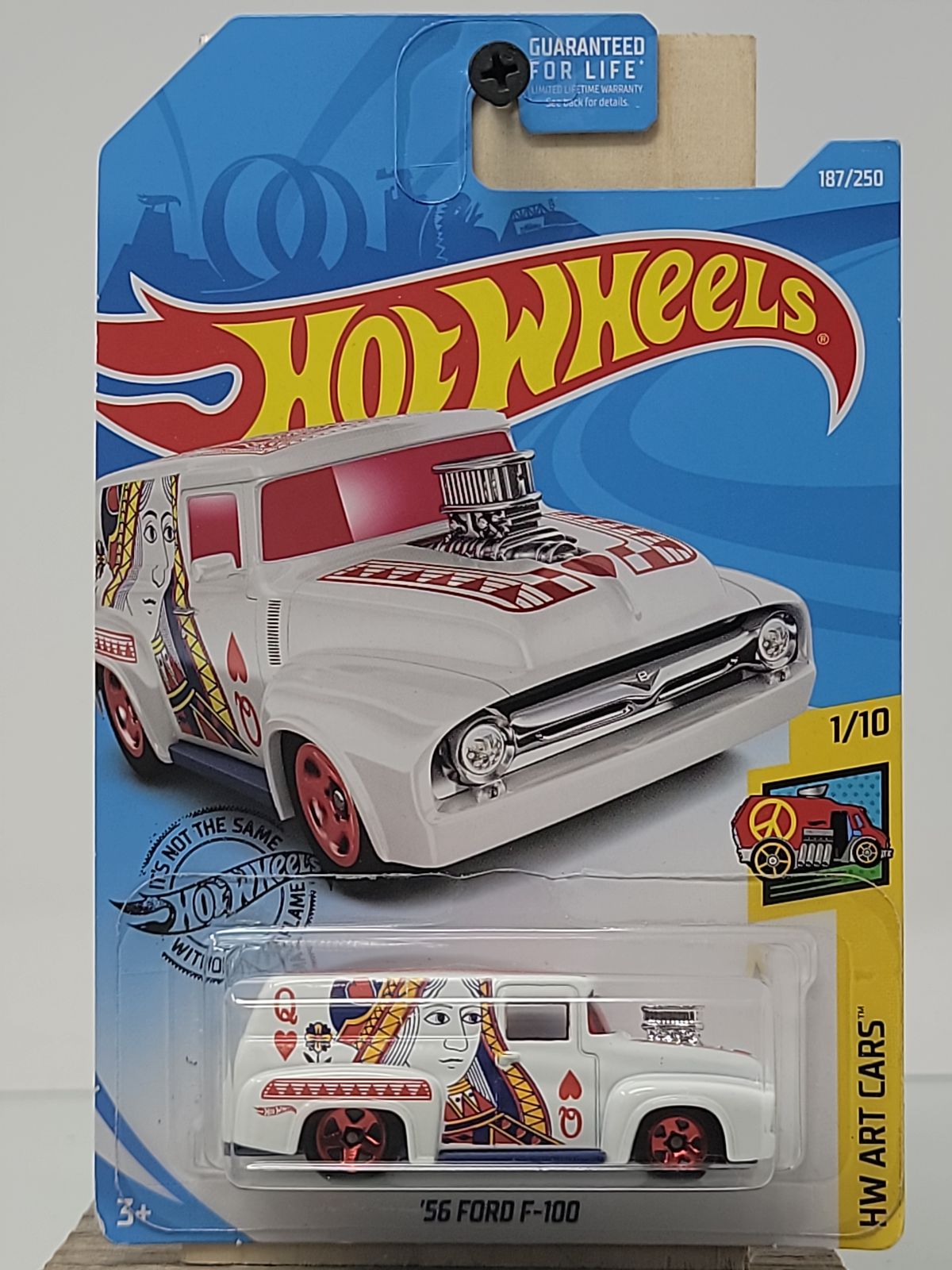 Hot Wheels HW Art Cars ’56 Ford F-100 – White with Red Wheels & Playing Card Graphics