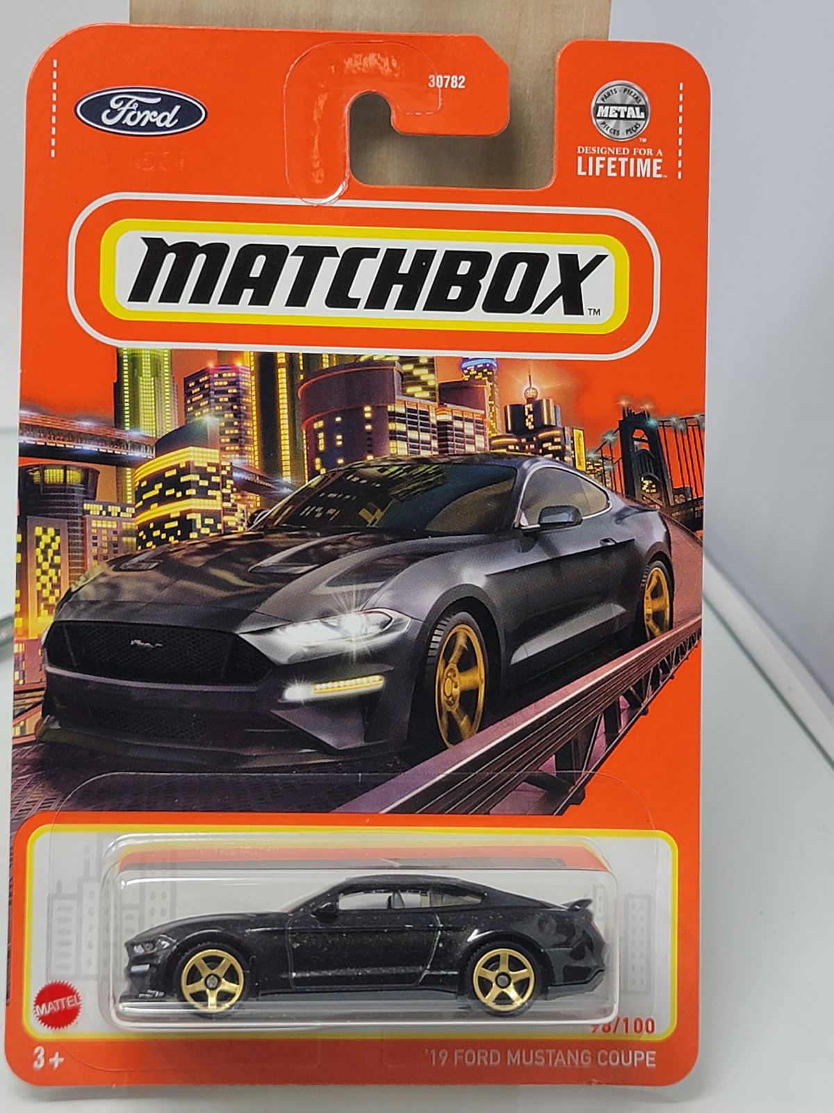 Matchbox 2019 Ford Mustang Coupe – Black with Gold Wheels #78/100