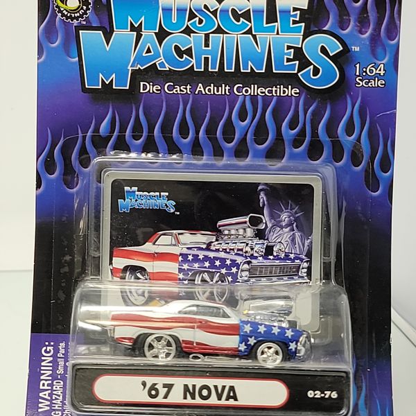 Muscle Machines ’67 Nova Patriotic Stars & Stripes Gasser 1:64 Factory Sealed