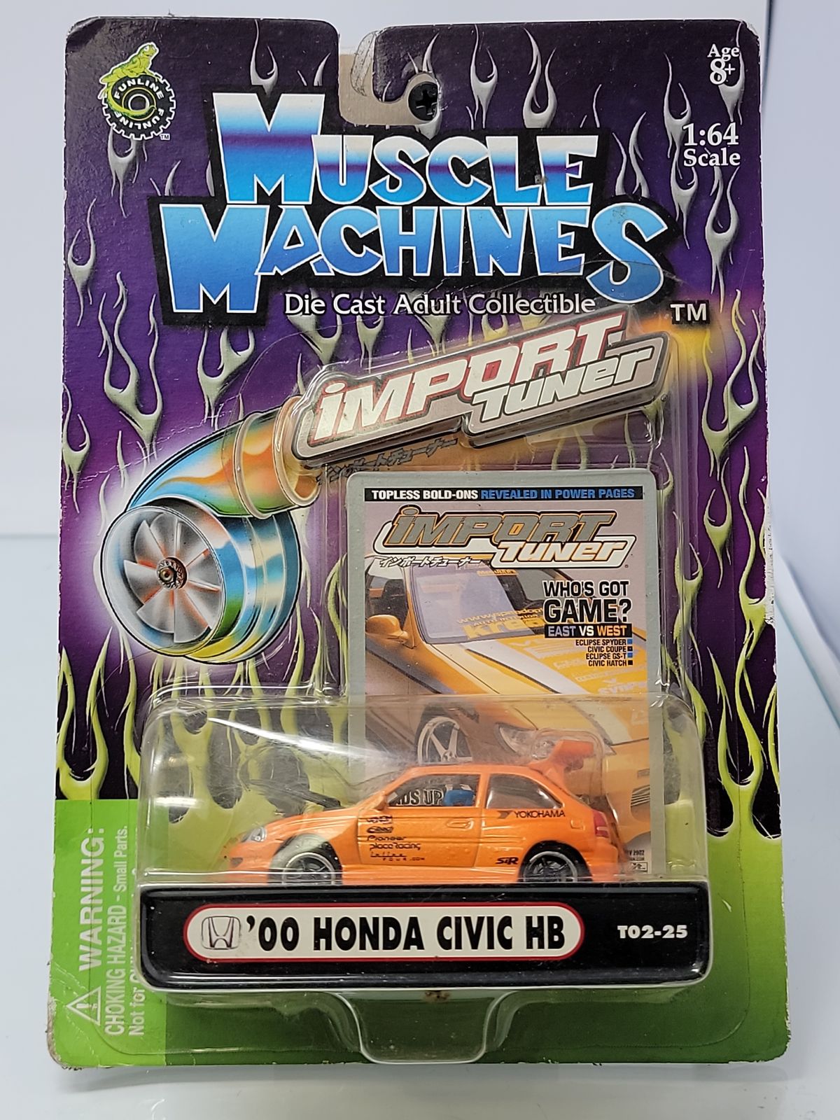 Muscle Machines Import Tuner ’00 Honda Civic HB Orange 1:64 Factory Sealed
