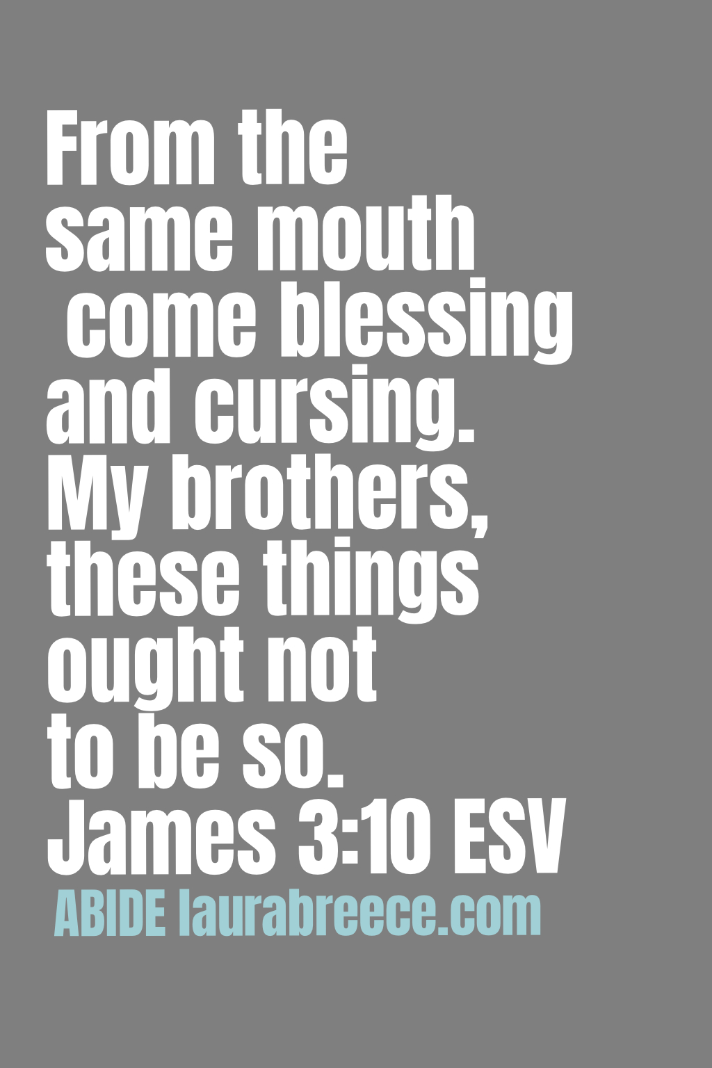 “From the same mouth come blessing and cursing. My brothers, these things ought not to be so.” James 3:10 ESV