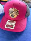 Alaskan Sunnyside Sisters Leather Patch Trucker Hat (Red/Charcoal or Navy/Gray)