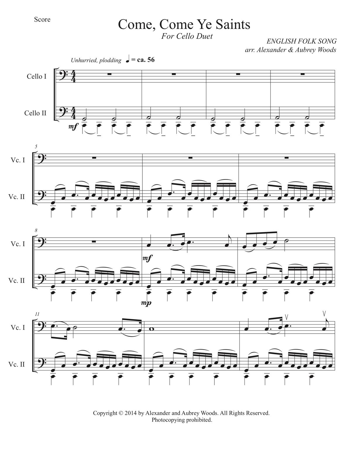 Come, Come Ye Saints - for two cellos