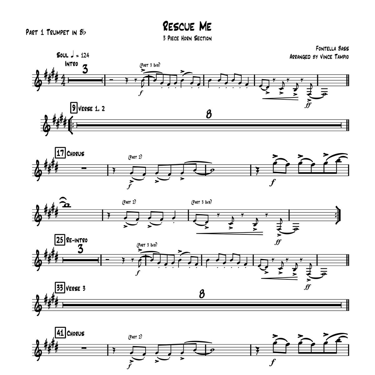 "Rescue Me" by Fontella Bass for 3-Piece Horn Section