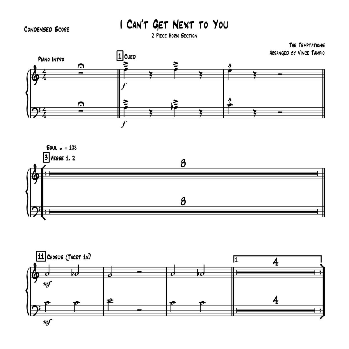 "I Can't Get Next to You" by The Temptations for 2-Piece Horn Section