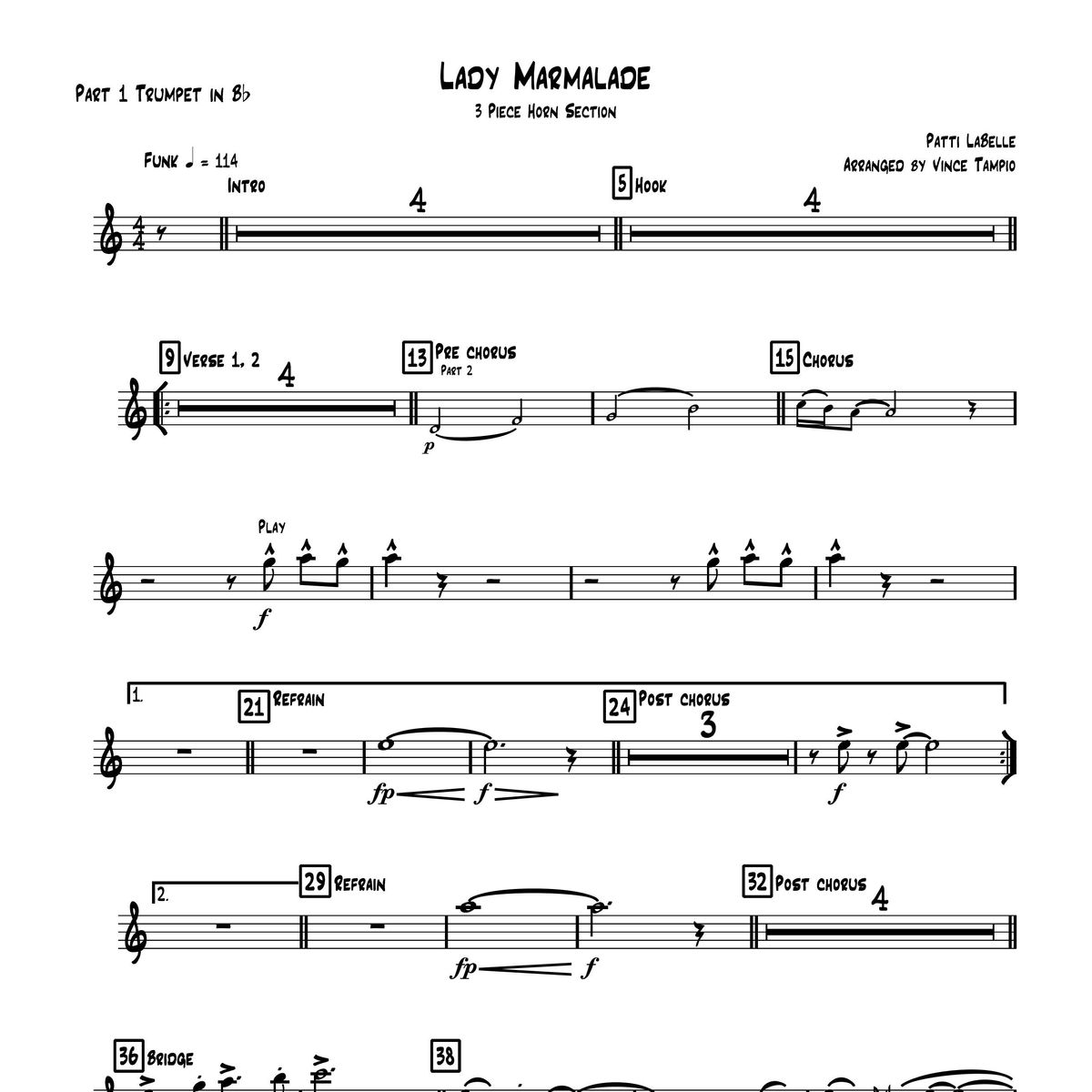 "Lady Marmalade" by Patti LaBelle for 3-Piece Horn Section