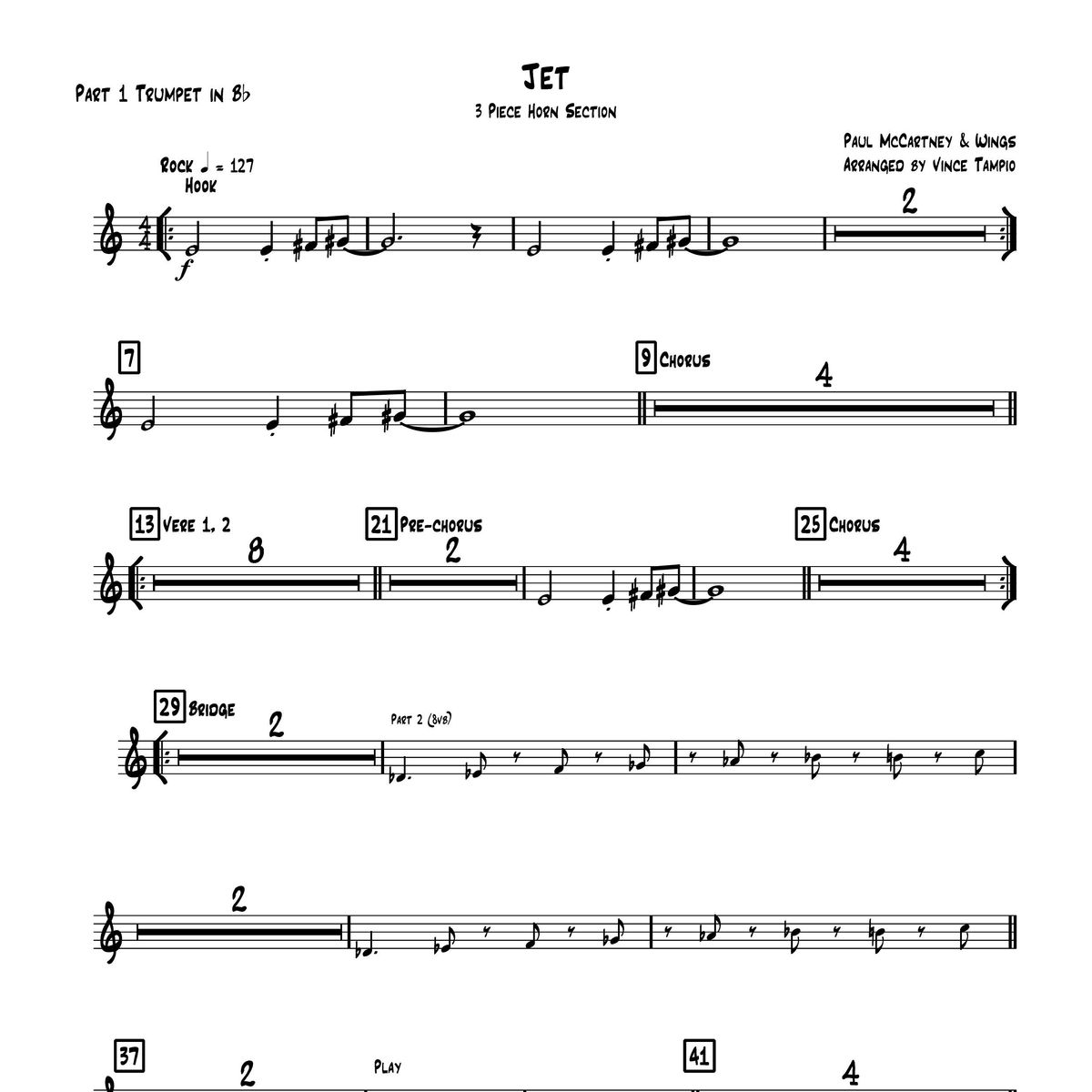"Jet" by Paul McCartney & Wings for 3-Piece Horn Section