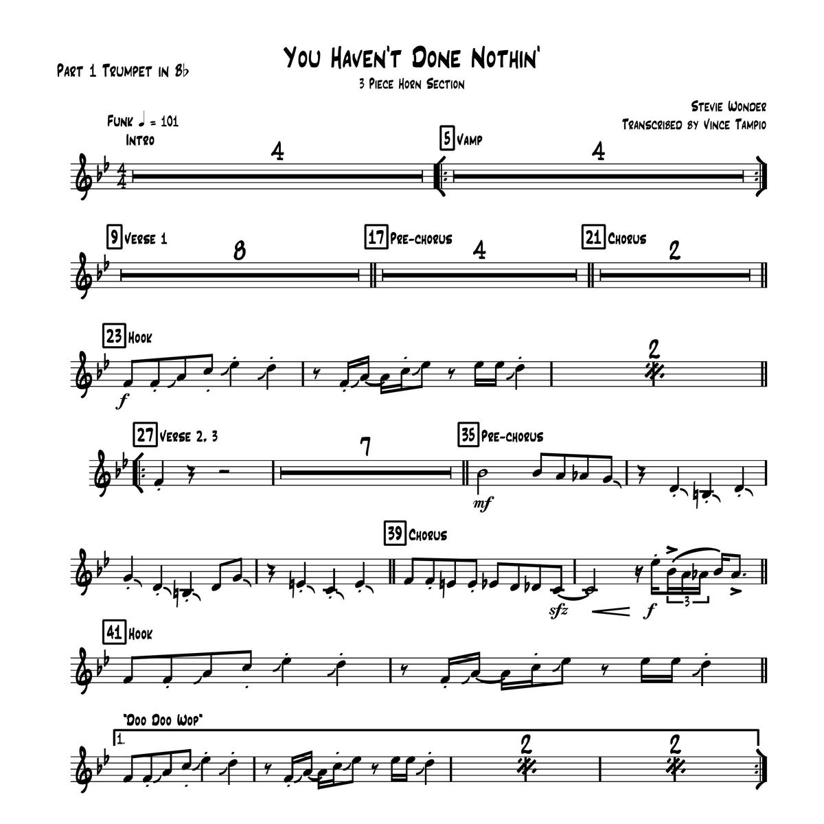 "You Haven't Done Nothin'" by Stevie Wonder for 3-Piece Horn Section