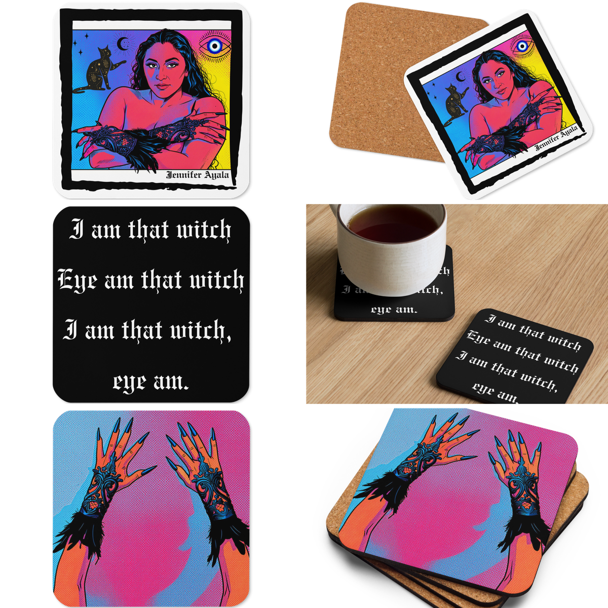 I Am That Witch, Eye Am + Cosmic Kitty - Coaster Collection