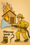 Prints on Fireman at work