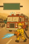Prints on Fireman at work