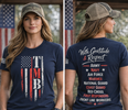 “New Labor Day Weekend Arrival” TMB Navy Blue w/TMB Flag Front & Gratitude & Respect Back (Details in Description) Unisex T-Shirt