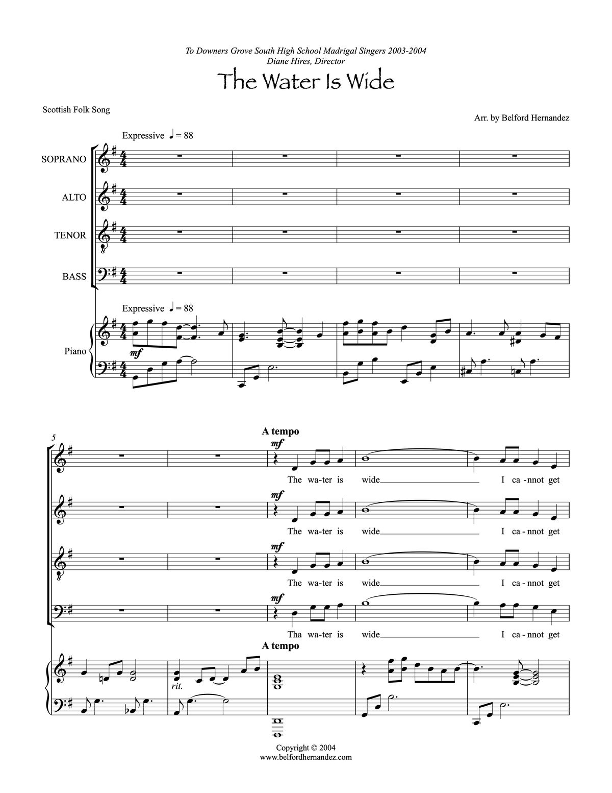 The Water Is Wide (SATB)