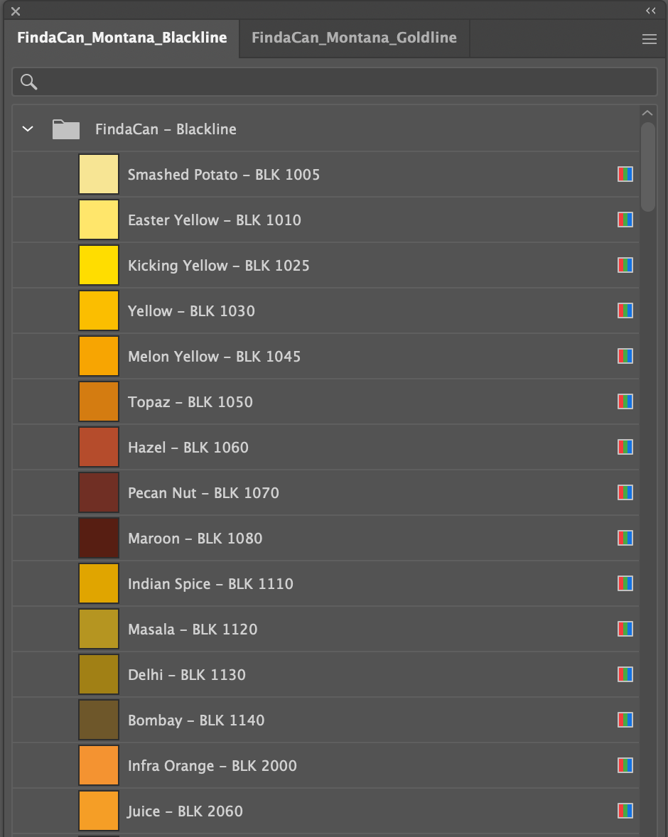 Digital Palettes for Procreate / Adobe of Montana Gold & Black colors