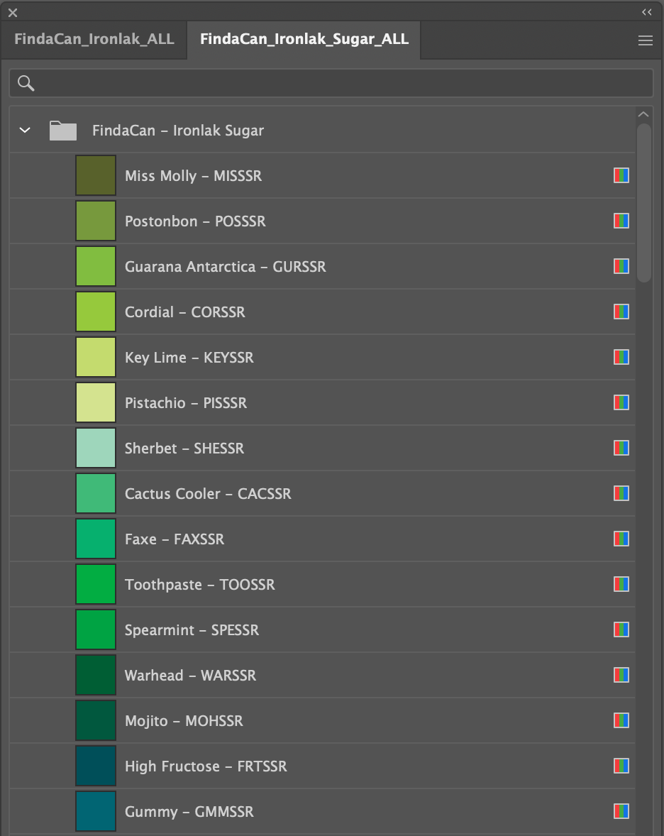 Digital Palettes for Procreate / Adobe of Ironlak & Ironlak Sugar colors
