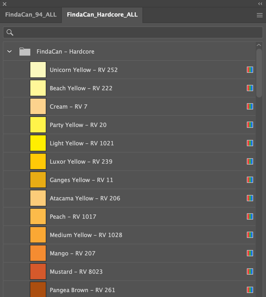 Digital Palettes for Procreate / Adobe of MTN 94 & Hardcore colors
