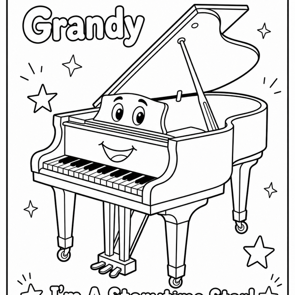 FREE Grandy the Piano Coloring Page