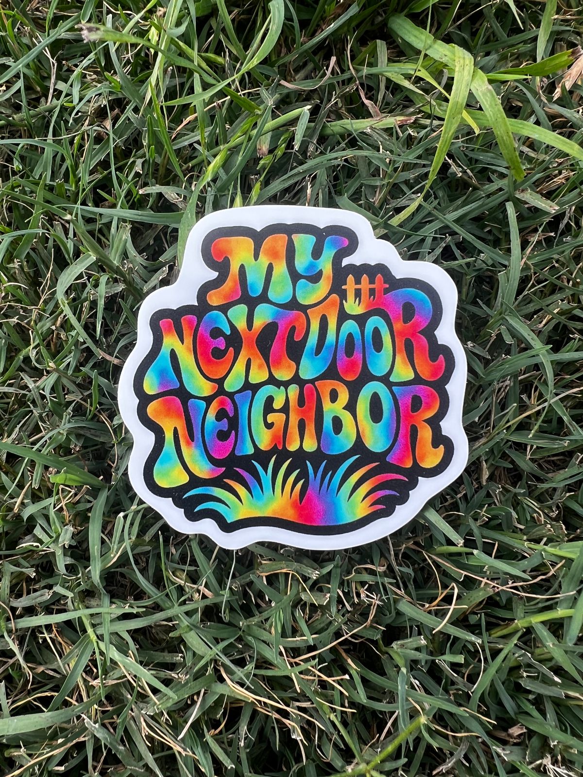 My Nextdoor Neighbor Tie-Dye Logo Sticker (3" x 3")