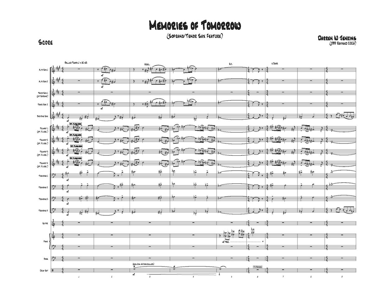 Memories of Tomorrow (Soprano/Tenor Sax Feature) (Jazz Ensemble) (Grade 4-4.5)