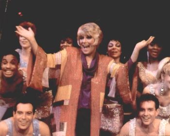 Ellie and the cast of Leader of the Pack on Broadway
