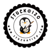 2.5" Round Vinyl Sticker, Stuck@120 Penguin Print