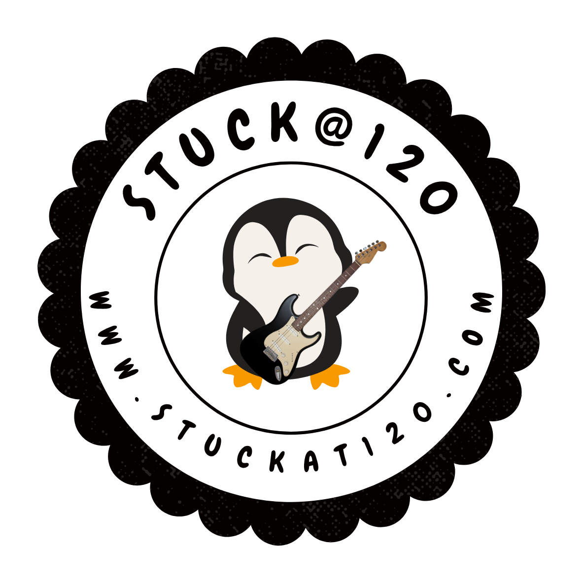 2.5" Round Vinyl Sticker, Stuck@120 Penguin Print