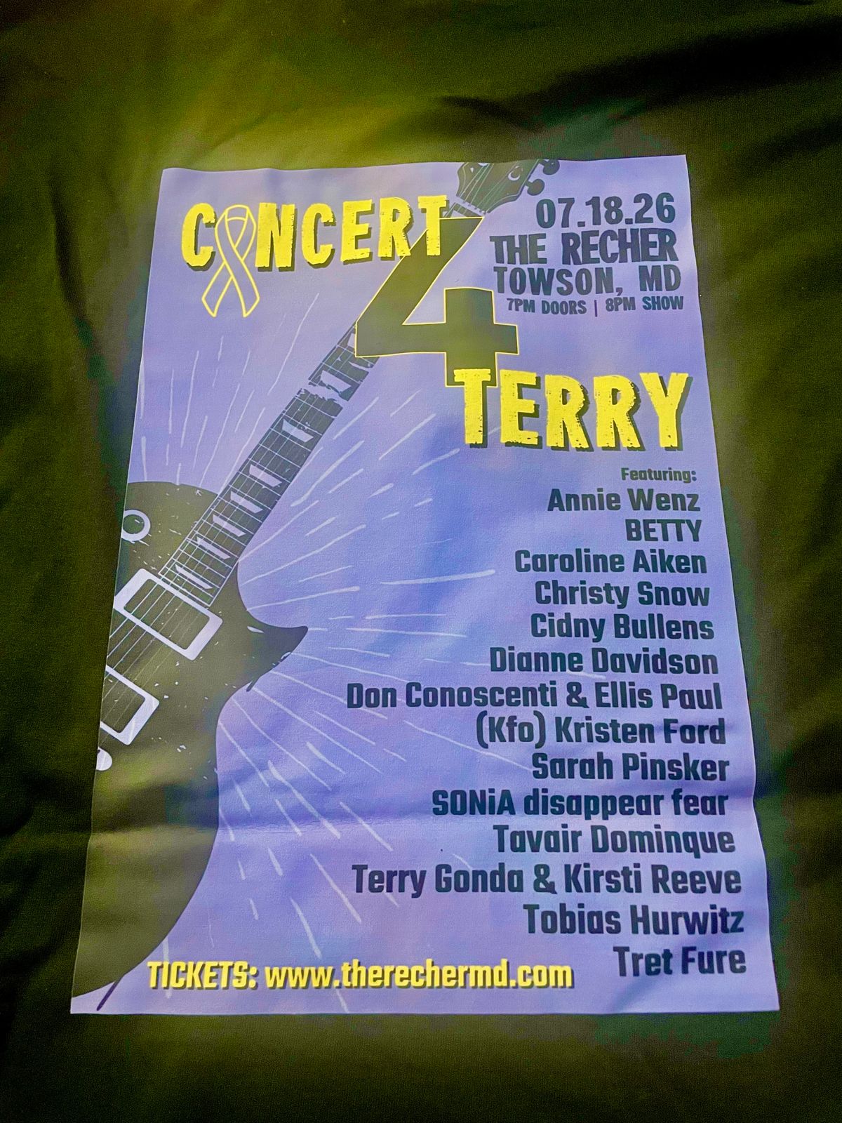 CONCERT4TERRY Purple on Black T Shirt/ Black on White