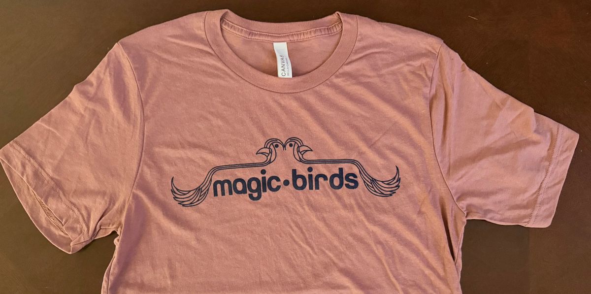 Magic Birds Logo on Mauve T-Shirt