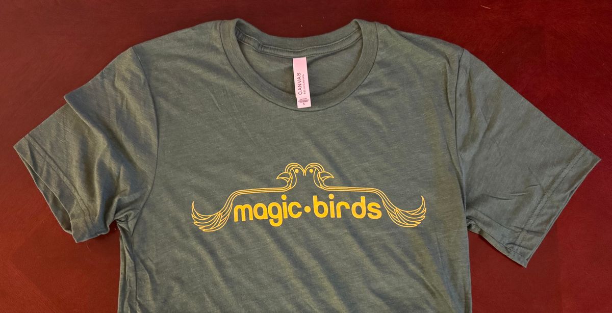 Magic Birds Logo on Grass Green T-Shirt