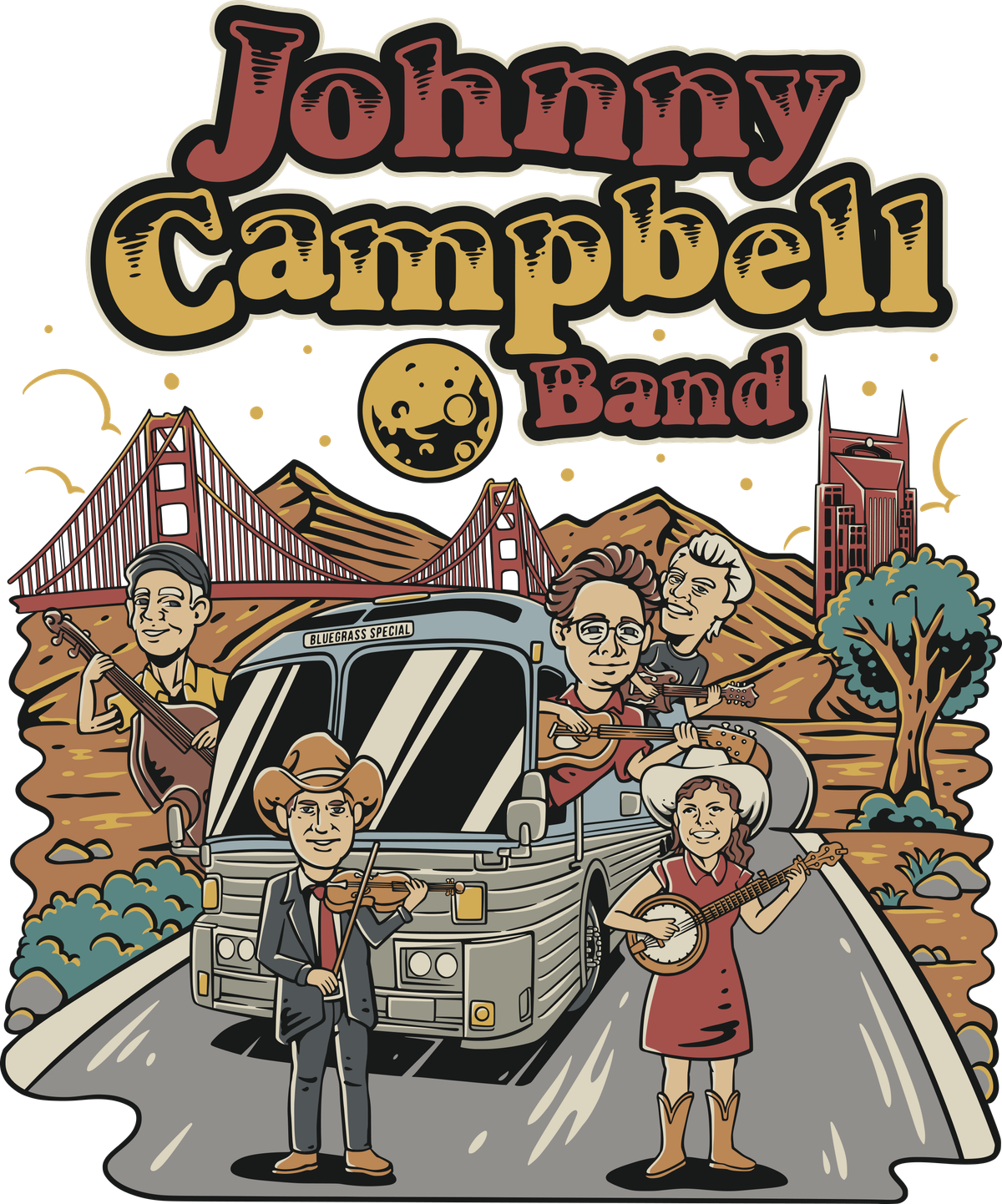 JCB band on the Bus t-shirt