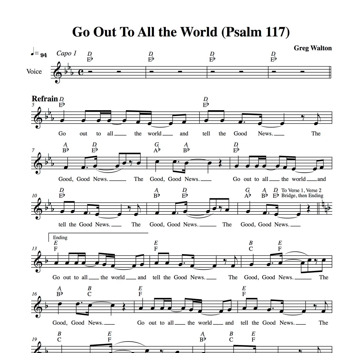 Go Out To All the World (Psalm 117) - Guitar/Vocal PDF
