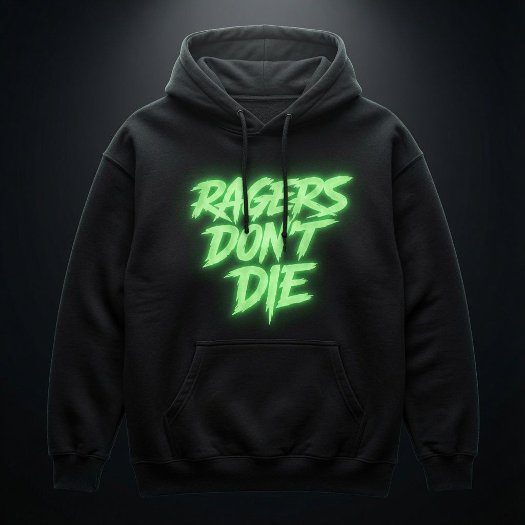 Glow in the dark "ragers don't die" Hoodie